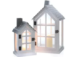 Metall-Laterne 32,5 cm x 47 cm 2er Set Weiß