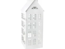 Metall-Laterne Haus Weiß 23,5 cm x 23 cm x 61 cm