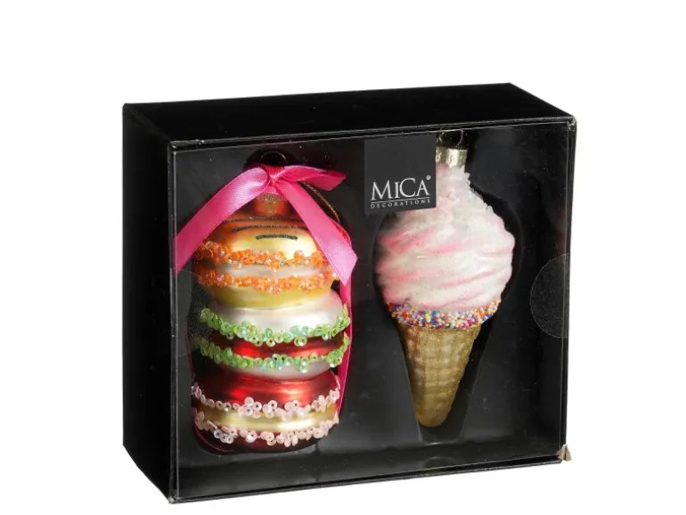 Mica Decorations Dekoration Ornament Macaron Eis Rot 2 Stück