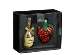Mica Decorations Dekoration Ornament Champagne Flasche Rot 2 Stück
