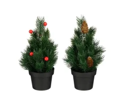 Mica Decorations Weihnachtsbaum Kieferzapfen Beeren In Topf 24 cm Grün