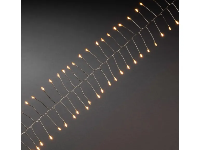 Micro LED Lichterkette 60 bernsteinfarbene LEDs Draht Silberfarben innen