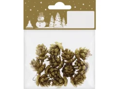 Mini-Zapfen Kunststoff Gold 12 Stück