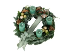 Mischkranz mit 4 Stumpenkerzen Mintgrün Länge 15 cm