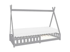 ML-Design Kinderbett Tipi 90x200 cm Hellgrau Matratze H10cm Lattenrost