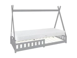 ML-Design Kinderbett Tipi 90x200 cm Hellgrau Matratze H16cm Lattenrost