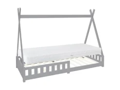 ML-Design Kinderbett Tipi 90x200 cm Hellgrau Matratze H16cm Lattenrost