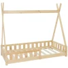 ML-Design Kinderbett Tipi 80x160cm Natur mit Rausfallschutz Lattenrost