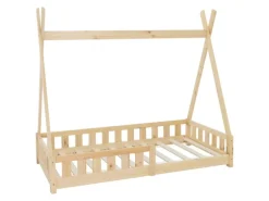 ML-Design Kinderbett Tipi 80x160cm Natur mit Rausfallschutz Lattenrost