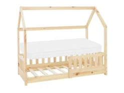 ML-Design Kinderbett 70x140 cm Natur mit Matratze Rausfallschutz Massivholz