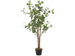 ML-Design Künstliche Eukalyptus 120cm Groß Kunstpflanze Naturholzstamm