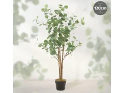 ML-Design Künstliche Eukalyptus 120cm Groß Kunstpflanze Naturholzstamm