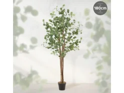 ML-Design Künstliche Eukalyptus 180cm Groß Kunstpflanze Naturholzstamm