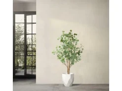 ML-Design Künstliche Eukalyptus 150cm Groß Kunstpflanze Naturholzstamm