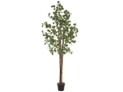 ML-Design Künstliche Eukalyptus 210cm Groß Kunstpflanze Naturholzstamm