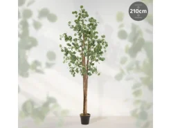 ML-Design Künstliche Eukalyptus 210cm Groß Kunstpflanze Naturholzstamm