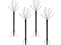 Mojawo 4 Stück LED Gartenleuchtstäbe 24 Sterne Warmweiß Sternenstäbe Weihnachtsdeko