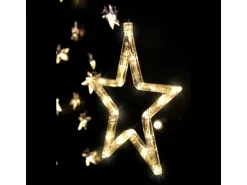 Mojawo Beleuchtete Weihnacht Lichterkette Fensterdeko Sternenvorhang 90 LED Warm Weiß