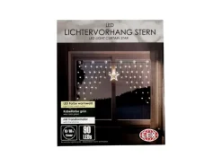 Mojawo Beleuchtete Weihnacht Lichterkette Fensterdeko Sternenvorhang 90 LED Warm Weiß