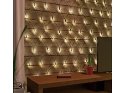 Mojawo 100er LED Lichternetz Warmweiß Innen Außen Kabel Grün Batteriebetrieben Timer
