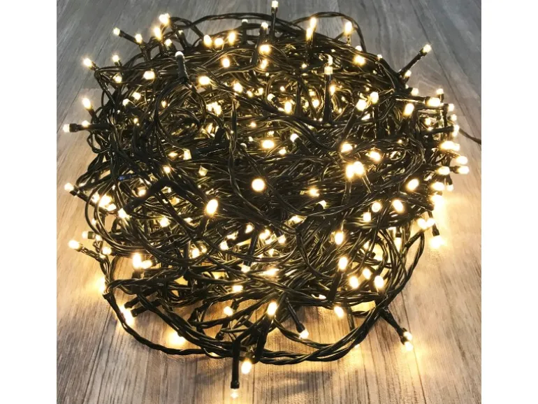 Mojawo 240er Lichterkette LEDs Innen und Außen Warmweiß Kabel Dunkelgrün