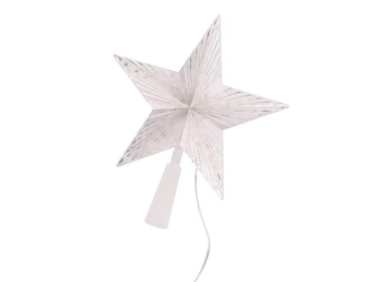 Mojawo LED Baumspitze Stern Weihnachtsbaumspitze 10 LEDs Kabel Transparent Batterie