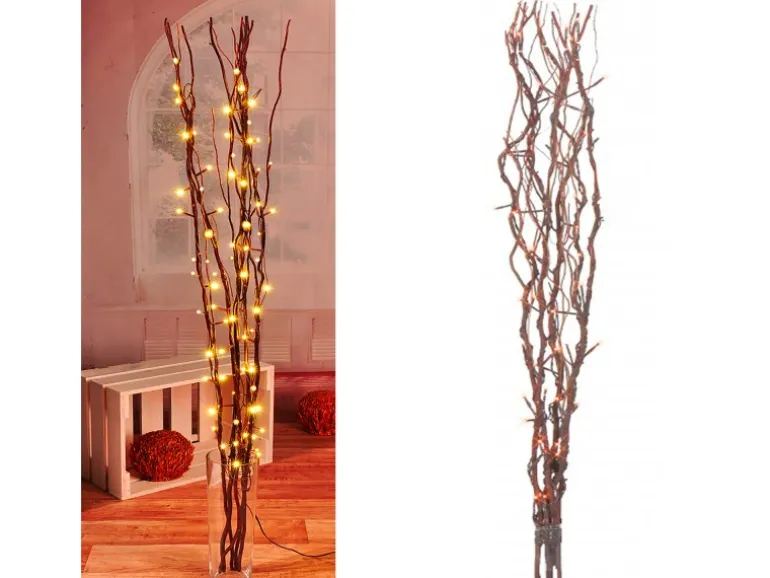 Mojawo Lichterzweige mit 80 LEDs Braun Beleuchtung Lichterkette Leuchtzweig Dekoration Lichter Zweig