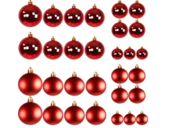 Mojawo 30tlg Christbaumkugeln Weihnachtskugeln Schmuckkugeln Baumschmuck Rot 4 5 6 7cm