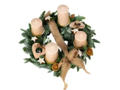 Nobiliskranz mit 4 Stumpenkerzen Länge 15 cm