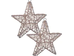 Näve LED Weihnachtsdeko Metallstern Natur 2er-Set
