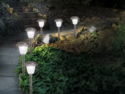 Näve LED-Außenleuchte mit Erdspieß aus Edelstahl 6er-Set 39 cm