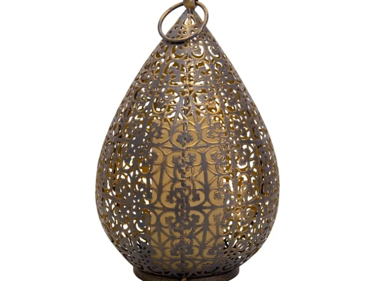 Näve LED-Dekoleuchte Antik Gold Lichtfarbe Warmweiß mit Flammeneffekt 27,8 cm