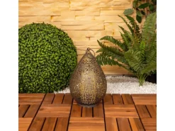 Näve LED-Dekoleuchte Antik Gold Lichtfarbe Warmweiß mit Flammeneffekt 27,8 cm