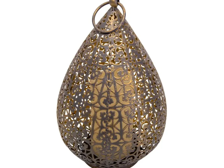 Näve LED-Dekoleuchte Antik Gold Lichtfarbe Warmweiß mit Flammeneffekt 27,8 cm