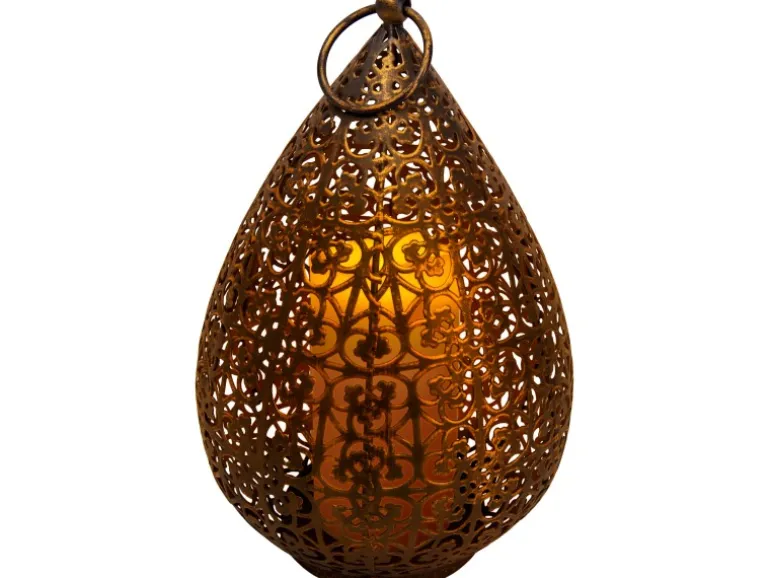 Näve LED-Dekoleuchte Antik Gold Lichtfarbe Warmweiß mit Flammeneffekt 27,8 cm