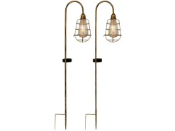 Näve LED-Deko-Solar-Erdspieß Gitti Alt-Messing 76,5 cm x 16 cm x 10,5 cm 2er-Set