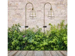 Näve LED-Deko-Solar-Erdspieß Gitti Alt-Messing 76,5 cm x 16 cm x 10,5 cm 2er-Set