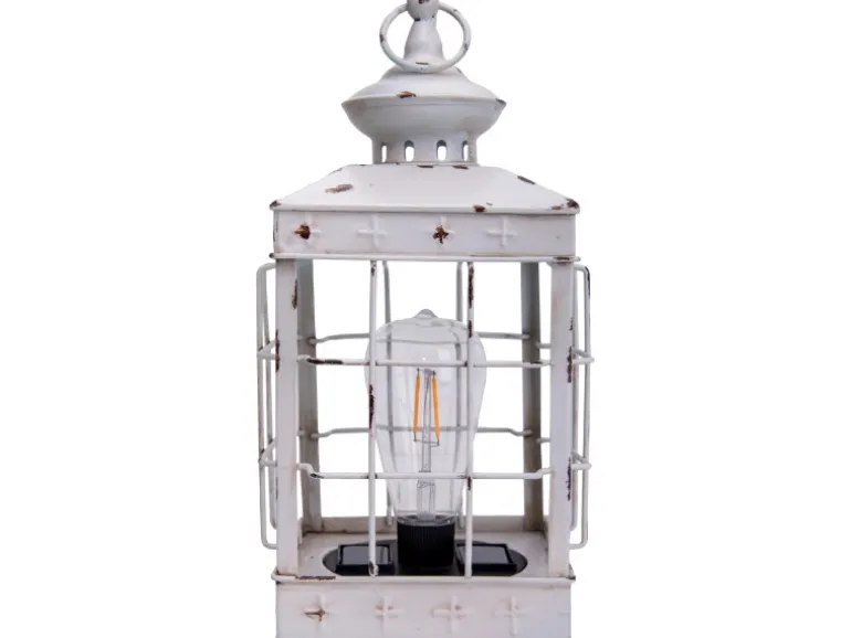 Näve LED-Deko-Solarleuchte Laterne 31,5 cm Antik Weiß mit Aufhängemöglichkeit