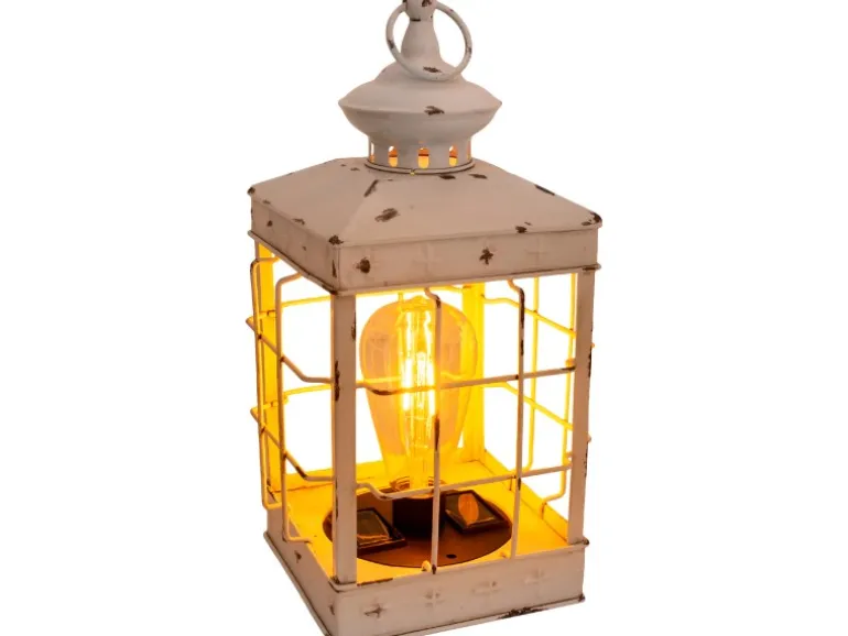 Näve LED-Deko-Solarleuchte Laterne 31,5 cm Antik Weiß mit Aufhängemöglichkeit