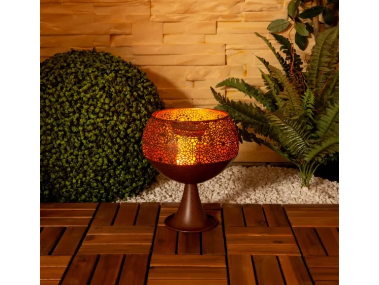 Näve LED-Deko-Solarleuchte mit Standfuß 25 cm mit Flammeneffekt