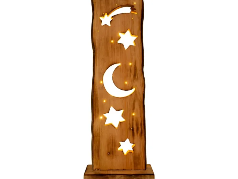 Näve LED-Design-Tischleuchte Holz Mond und Sterne 60 cm