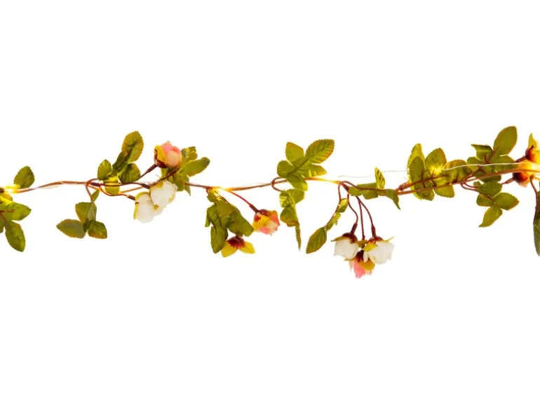 Näve LED-Lichterkette Röschen mit Blüten und Blättern