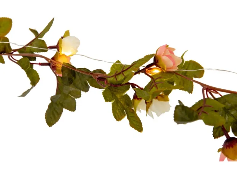 Näve LED-Lichterkette Röschen mit Blüten und Blättern
