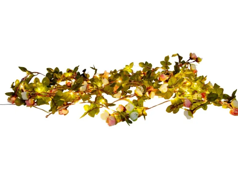 Näve LED-Lichterkette Röschen mit Blüten und Blättern
