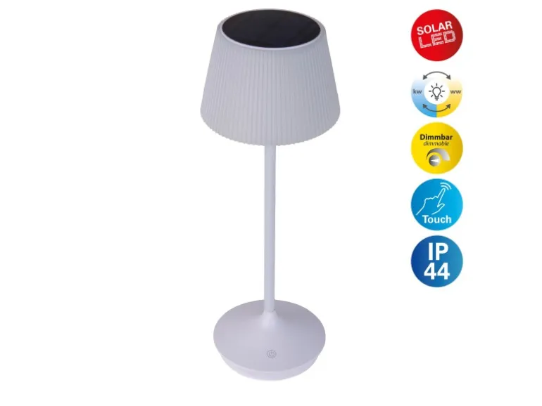 Näve LED-Solar-Akkutischleuchte Emmi Weiß Ø 13 cm x 38 cm