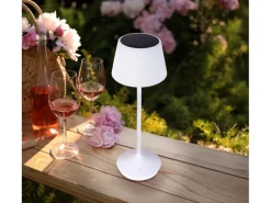 Näve LED-Solar-Akkutischleuchte Emmi Weiß Ø 13 cm x 38 cm