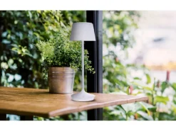 Näve LED-Solar-Akkutischleuchte Emmi Weiß Ø 13 cm x 38 cm