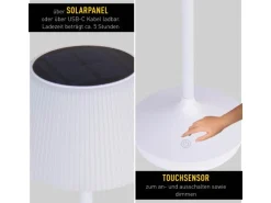 Näve LED-Solar-Akkutischleuchte Emmi Weiß Ø 13 cm x 38 cm