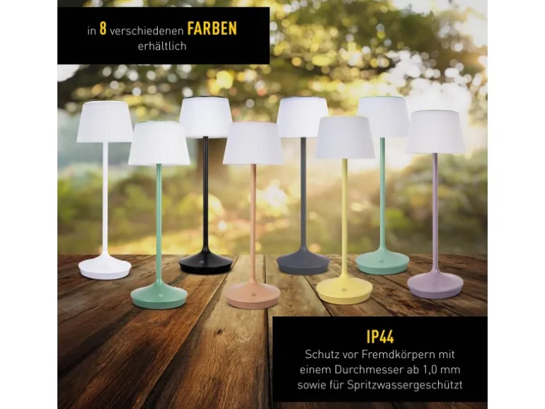 Näve LED-Solar-Akkutischleuchte Emmi Weiß Ø 13 cm x 38 cm