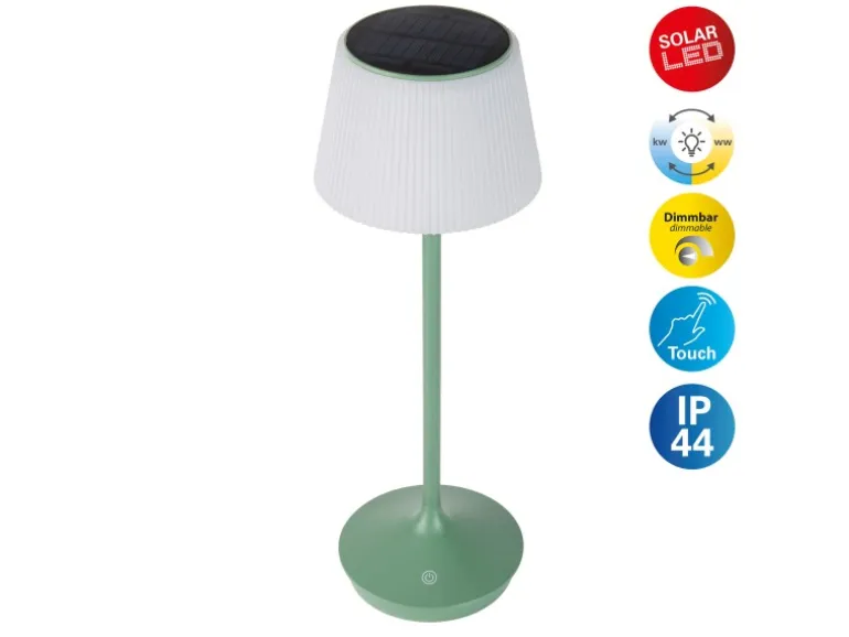 Näve LED-Solar-Akkutischleuchte Emmi Grün Ø 13 cm x 38 cm